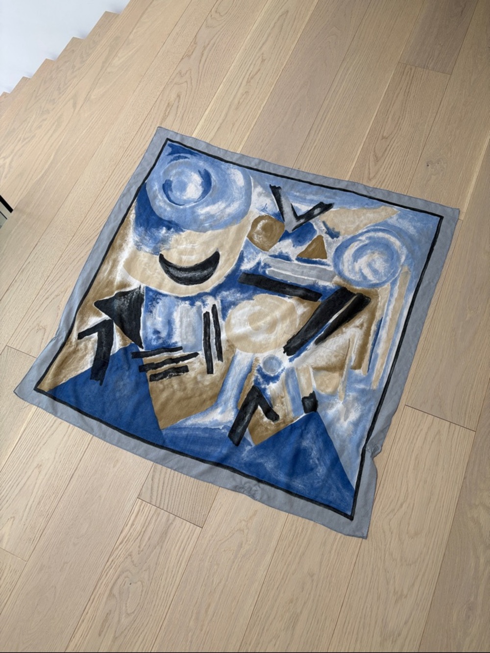 Abstract Blue & Tan Square Scarf